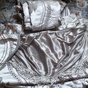 Elegant Silver Satin curtain Set